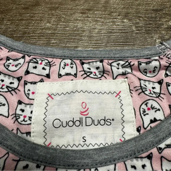 Cuddl Duds Cat Print Long Sleeve Pajama Shirt Size Small - Picture 4 of 8